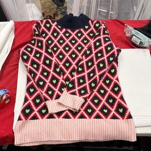 Vibrant Diamond Patterned Turtleneck Sweater
